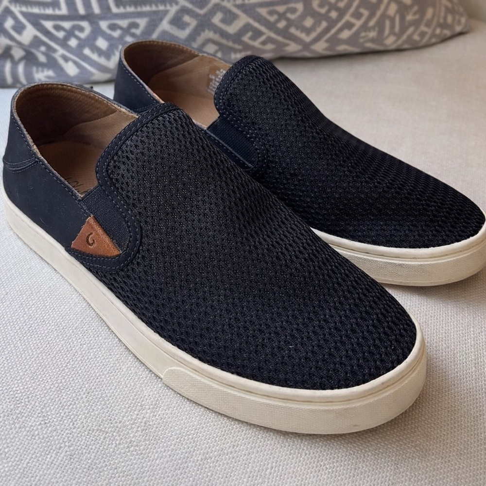 OluKai Pehuea Slip-On Sneakers Black Mesh Women’s 9.5 Comfort Casual